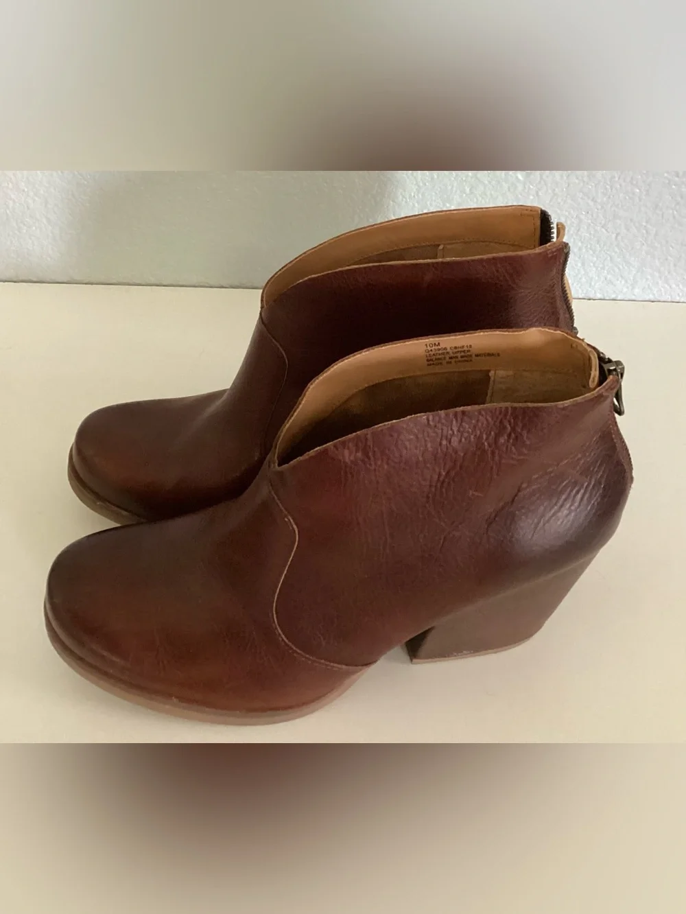 Kork Ease Brown Leather Ankle Booties - Classic Block Heel
